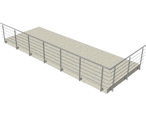 Balkong med räcke i rostfritt stål