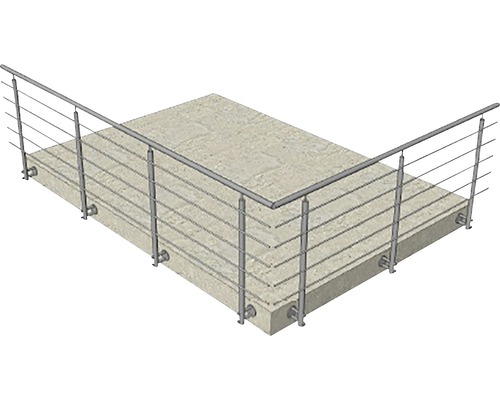 Rostfritt utomhusräcke på en plattform