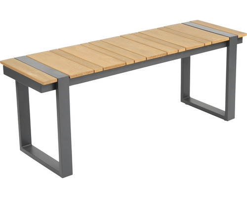 Trädgårdsbänk med sits av träribbor och metallram