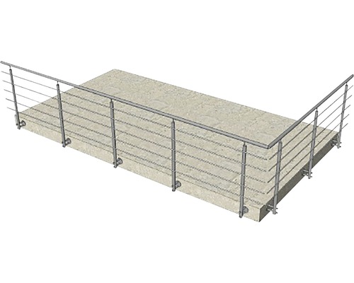 Utomhusräcke med vajrar i rostfritt stål