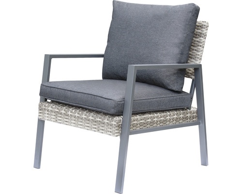 Trädgårdsfåtölj med dyna och rottinglook