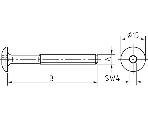 Teknisk ritning av en skruv med dimensioner