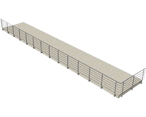 Lång stenramp med räcke