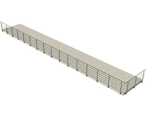 Lång betongbro med metallräcke