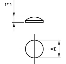 Teknisk ritning av en knapp med mått
