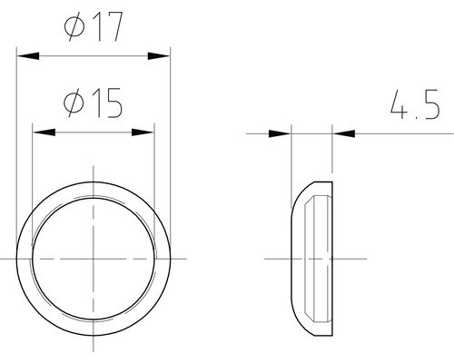 Teknisk ritning av en ring med dimensioner