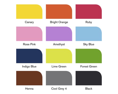 Färgkarta med tolv olika nyanser