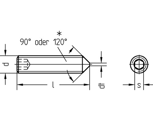 Teknisk ritning av en insexskruv