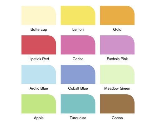 Färgprover med olika nyanser.