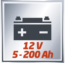 Symbol för 12 volt och 5-200 amperetimmar batteri