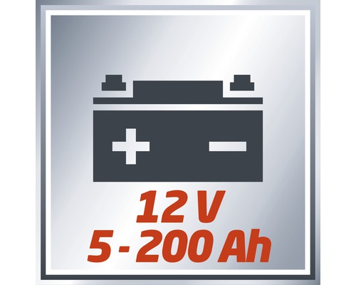Symbol för 12 volt och 5-200 amperetimmar batteri