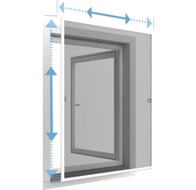 Illustration av ett insektsnät med måttangivelser för montering på en dörr.