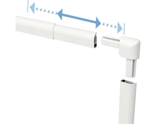 Hörnanslutningar av plast och styrskenor för rullgardiner