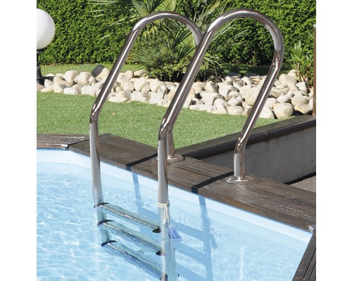 Stege i rostfritt stål för pool