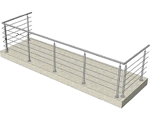 Rostfritt stålräcke på betonggolv