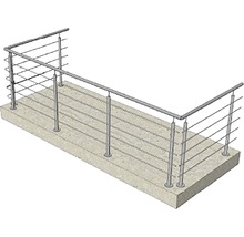 Räcke av rostfritt stål på betonggolv