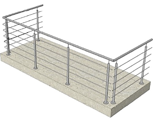 Räcke av rostfritt stål på betonggolv