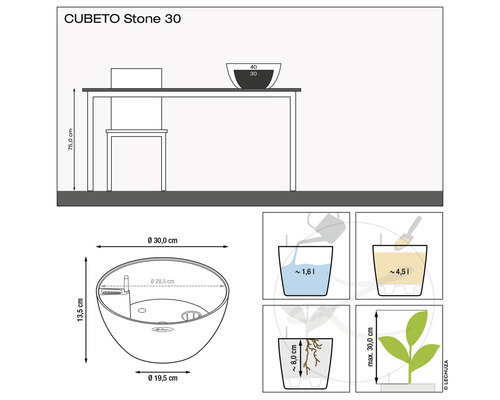 CUBETO Stone 30 blomkruka måttritning