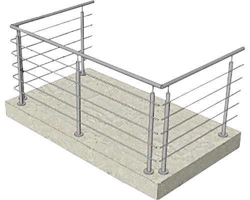 Rostfritt stålräcke med stålvajrar för utomhusbruk