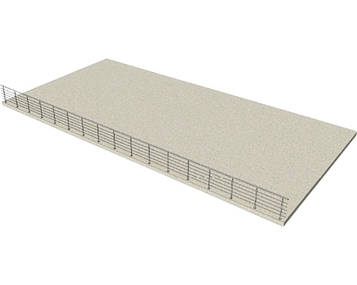 Betongplatta med metallräcke