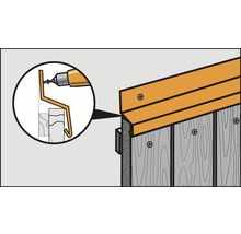 Illustration av montering av en takränna med skruvar
