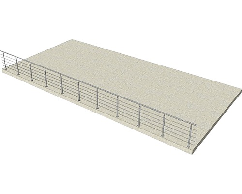 Terrass med rostfritt stålräcke