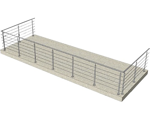 Illustration av en balkong med räcke i rostfritt stål