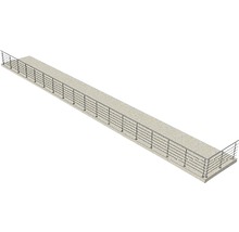Lång betongbro med metallräcke