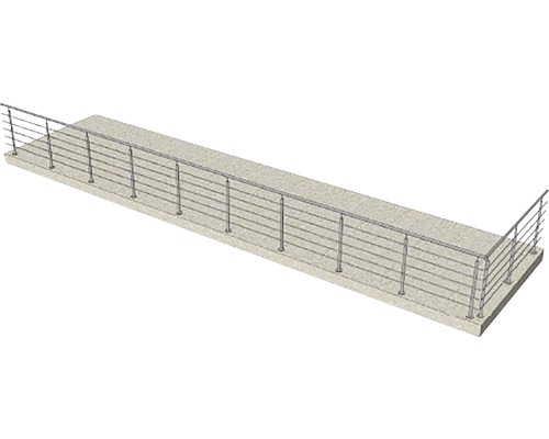 Vy över ett räcke med metallstag