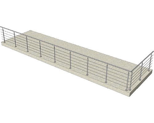 Balkongräcke av rostfritt stål på en betongplatta