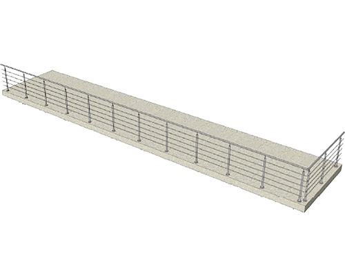 Illustration av en gångbro med rostfritt stålräcke