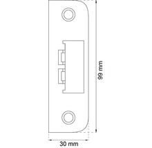 Måttritning dörröppnare med 99 millimeters höjd och 30 millimeters bredd