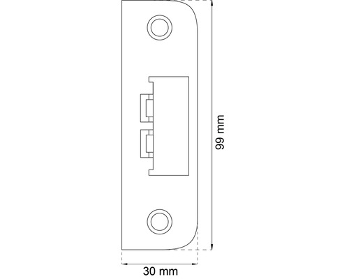 Måttritning dörröppnare med 99 millimeters höjd och 30 millimeters bredd