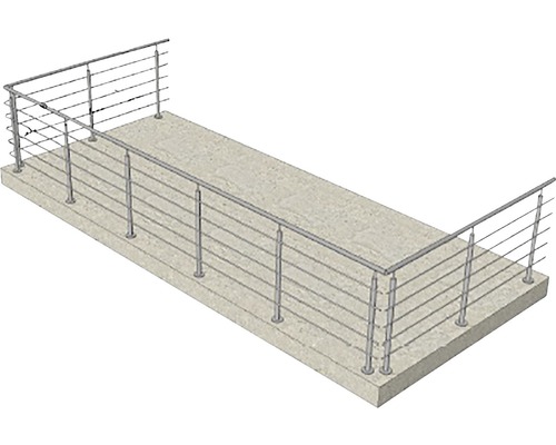 Balkong med räcke i rostfritt stål