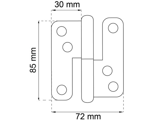 Teknisk ritning av ett dörrband med mått.