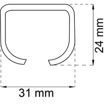 Teknisk ritning av en profil med måtten 31 mm och 24 mm.