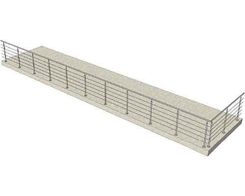 Rostfritt stålräcke på betongyta