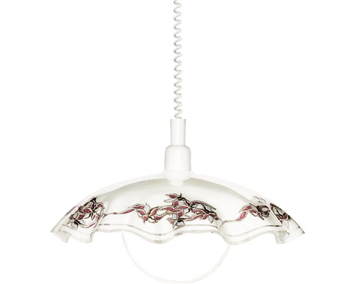 Taklampa EGLO 42cm glas Pendellampa med blommönster och spiralkabel