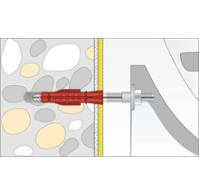 Illustration av en pluggfästning i en vägg