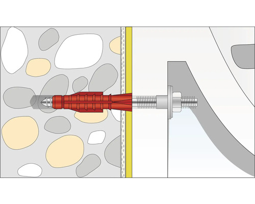 Illustration av en pluggfästning i en vägg