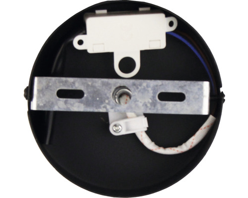 Inre vy av en taklampa med elektriska komponenter och monteringsfäste