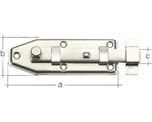 Dörrhasp i metall med måtten a, b och c