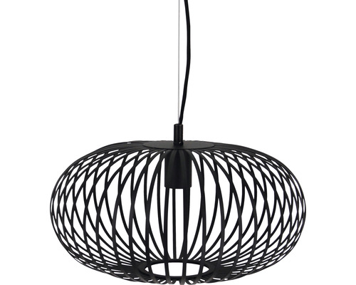 Svart hänglampa med oval trådskärm