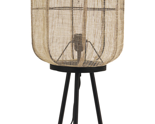 Golvlampa med tygskärm och metallfot