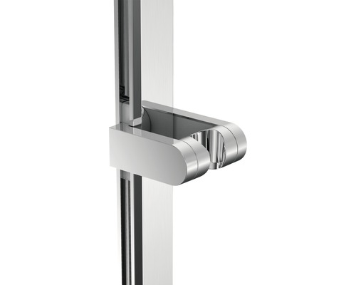 Detaljvy av ett duschkabin handtag i metall