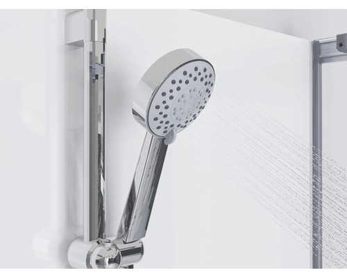 Handdusch med duschstång och rinnande vatten