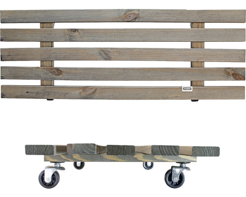 Växtrullare i trä med hjul och trälåda