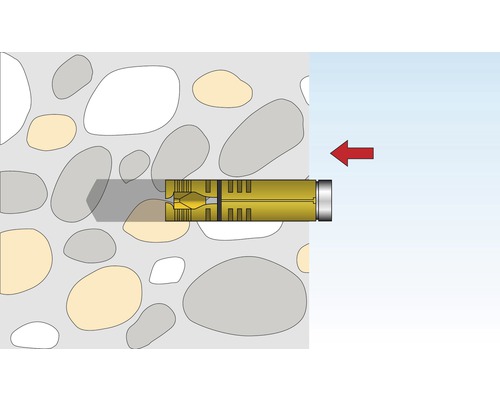 Illustration av en pluggfixering i en vägg