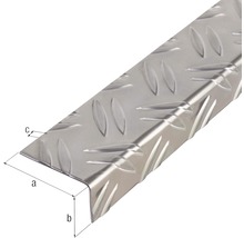 Trappkantprofil i aluminium med diamantmönster och måttangivelser