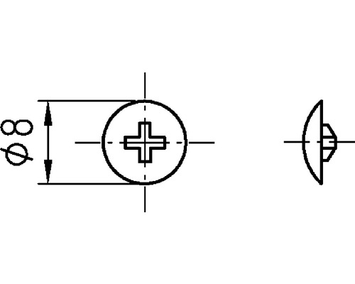 Teknisk ritning försänkt skruv med en diameter på 8 millimeter